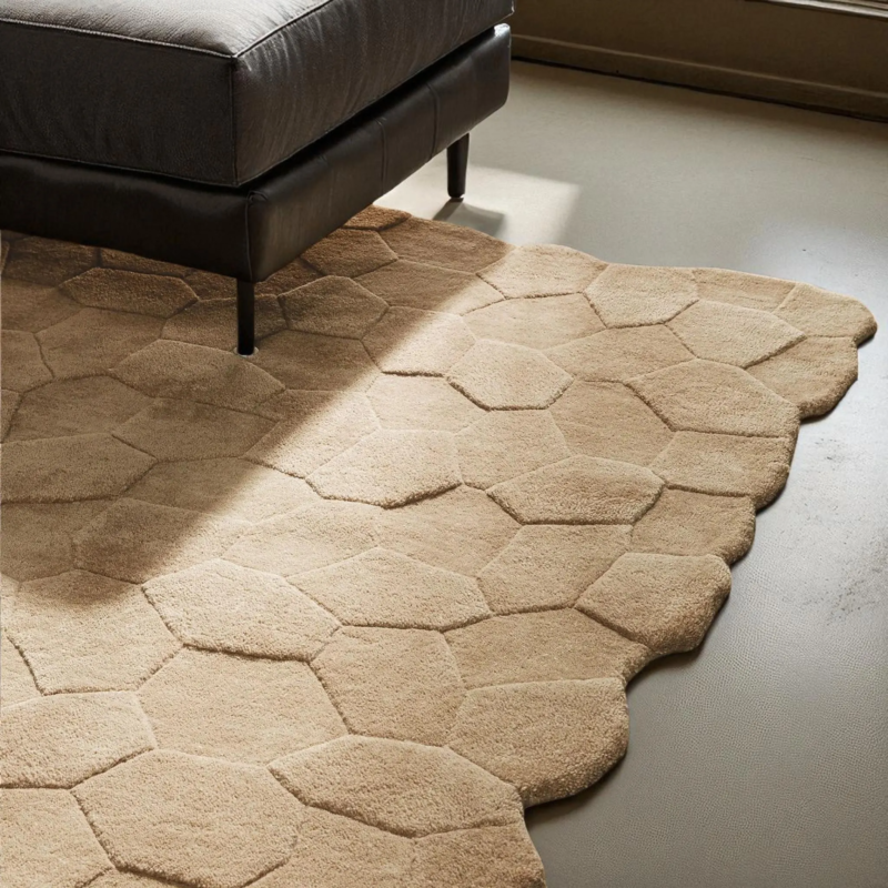 Hand Tufted 3D Sculpted Geometric Wool Area Rug, 8x10 Textured Modern Wool Rug, Organic Shape Contemporary Décor - Image 9