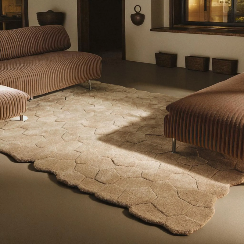 Hand Tufted 3D Sculpted Geometric Wool Area Rug, 8x10 Textured Modern Wool Rug, Organic Shape Contemporary Décor - Image 8