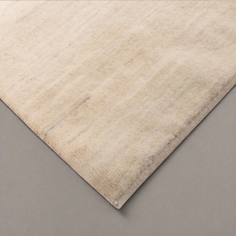 Hand Knotted Solid Gabbeh Rug, Contemporary Persian Style Hand Spun Wool Carpet in Neutral Tone | Minimalist Modern Area Rug For Living Room - Image 9