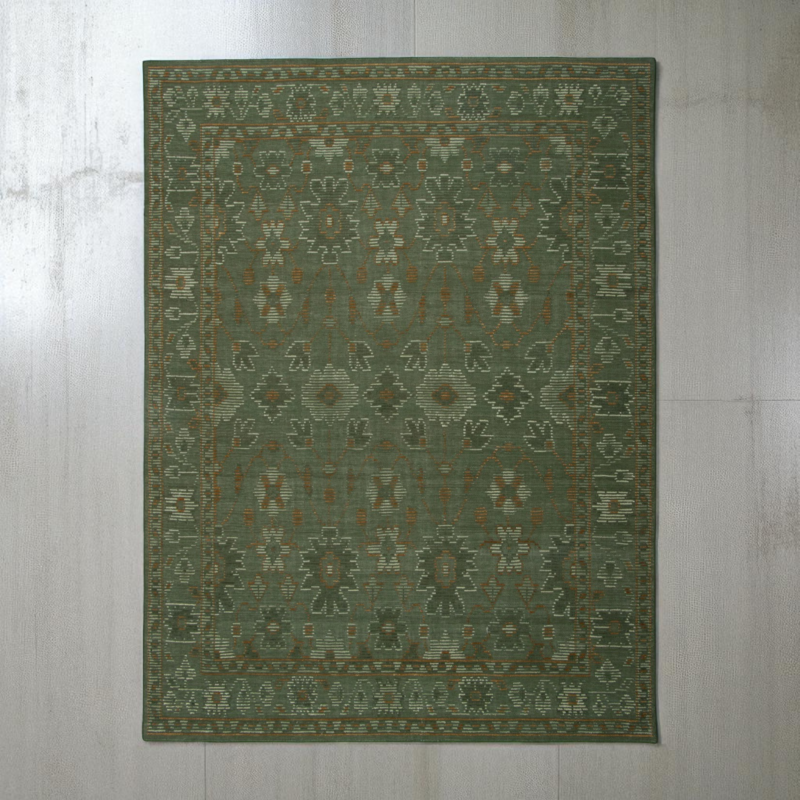 Traditional Geometric Floral Motif Hand Knotted Rug – Oriental Persian-Inspired Pattern Carpet for Living Room Décor - Image 7