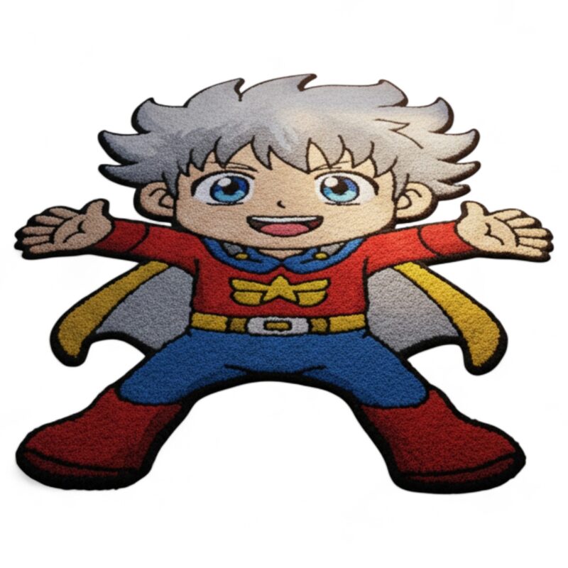 Hand Tufted Superhero Kids Rug, Cartoon Character Playroom Carpet, Fun Boys Room Décor - Image 2
