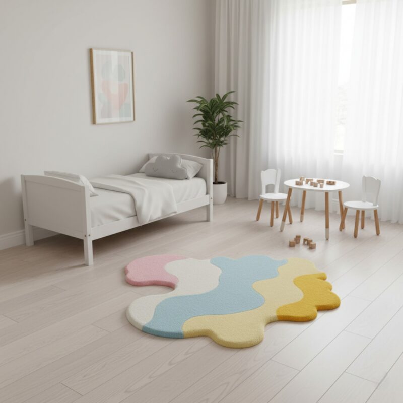 Hand Tufted Cloud Shape Kids Rug, Soft Multi-Color Play Carpet for Nursery Décor - Image 2