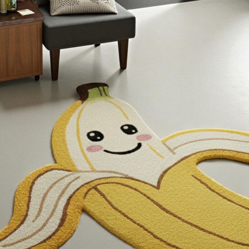 Handmade Tufted Banana Rug, Fun & Quirky Décor for Kids Room, Cute Fruit Rug - Image 4