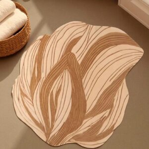 Textured Abstract Leaf Wool Rug - Hand Tufted Cozy Rug for Living Space