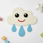 Smiling Cloud Wool Kids Rug – Hand Tufted Raindrop Design Rug