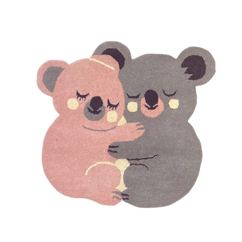 Hand Tufted Koala Hug Kids Rug, Cute Animal Shaped Wool Carpet for Nursery & Playroom Décor - Image 4