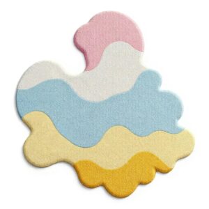 Hand Tufted Cloud Shape Kids Rug, Soft Multi-Color Play Carpet for Nursery Décor