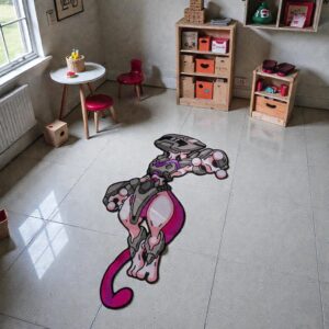 Armored Mewtwo Handmade Tufted Anime Rug – Custom Pokémon Gaming & Room Decor Carpet