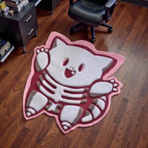 Skeleton Clefairy Inspired Rug – Cute Kawaii Anime Handmade Gaming Room Decor