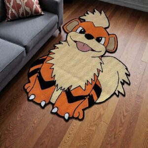 Hand Tufted Growlithe Rug – Cute Anime Puppy Carpet for Kids Room & Gaming Decor