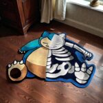 Handmade Snorlax Character Rug – Half Skeleton Design, Soft Wool Tufted Area Carpet