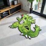 Tyranitar Anime Handmade Tufted Rug – Green Pokémon-Inspired Gaming Décor
