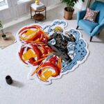 Sanji Blazing Anime Warrior Kick Handmade Tufted Rug – Fire & Smoke Action Floor Carpet