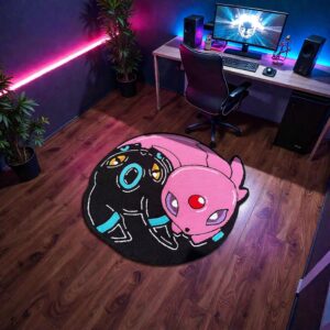 Umbreon & Espeon Yin Yang Handmade Tufted Rug – Pokémon Anime Gaming Room Carpet