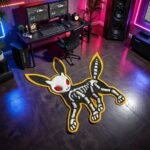 Electric Jolteon Skeleton Rug – Handmade Anime Gaming Room Floor Art