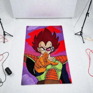 Hand Tufted Anime Vegeta Rug – Custom Dragon Warrior Carpet for Game Room Decor
