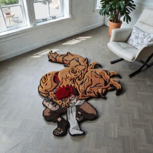 Gaara Sand Guardian Handmade Tufted Rug – Naruto Anime Floor Carpet for Gaming Room & Otaku Décor
